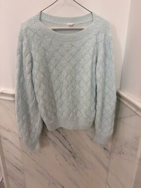 abercrombie kids Light Blue Fuzzy Crewneck Sweater